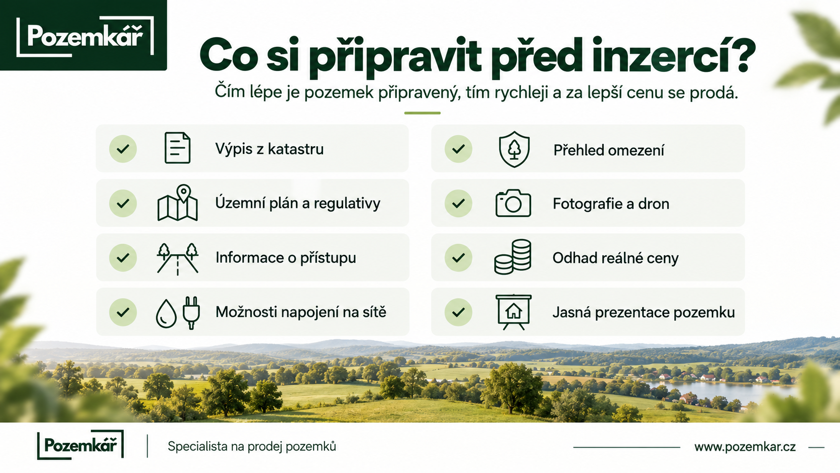 Co připravit před inzercí a prodejem pozemku